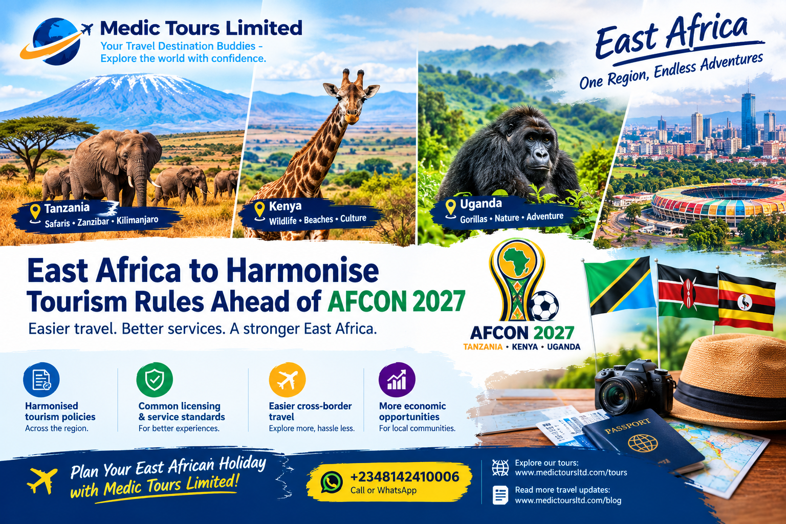 East African tourism destinations including Tanzania, Kenya and Uganda preparing for AFCON 2027.